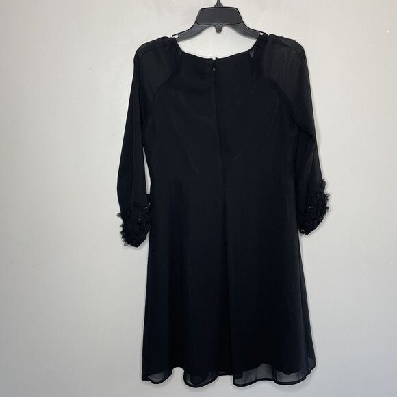 HALLHUBER DONNA Dress Womens 6 Sheer Overlay Floral-Applique Sequin A-Line EU:36 - Picture 5 of 9